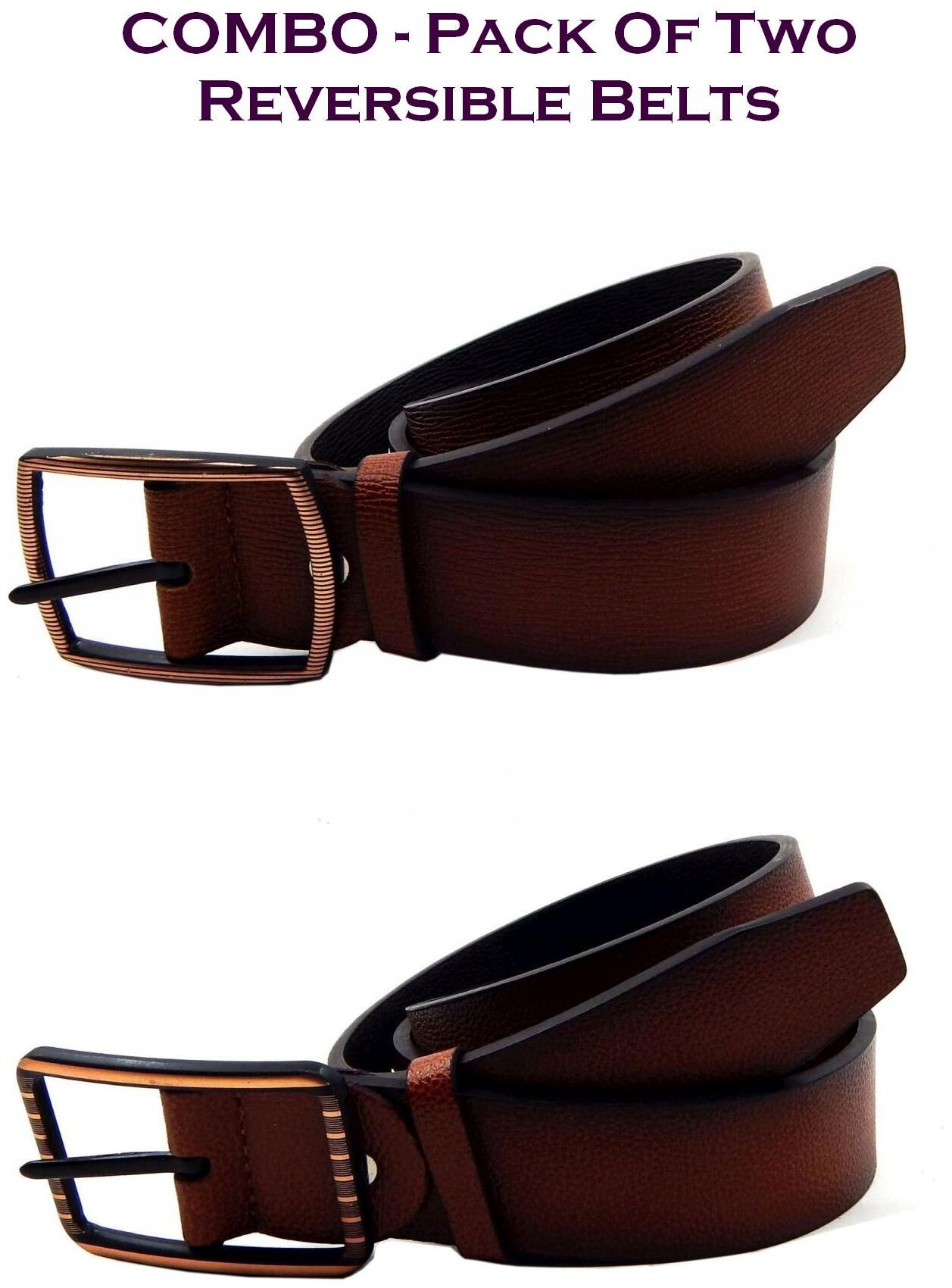 

Els Men Multi Reversible Synthetic leather Belt (Size 36 Pack of 2 )