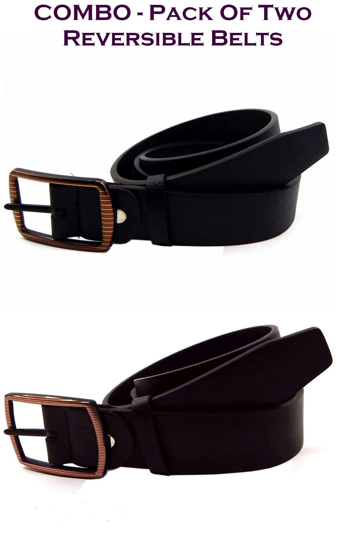 

Els Men Black Brown Reversible Synthetic leather Belt (Size 36 Pack of 2 )