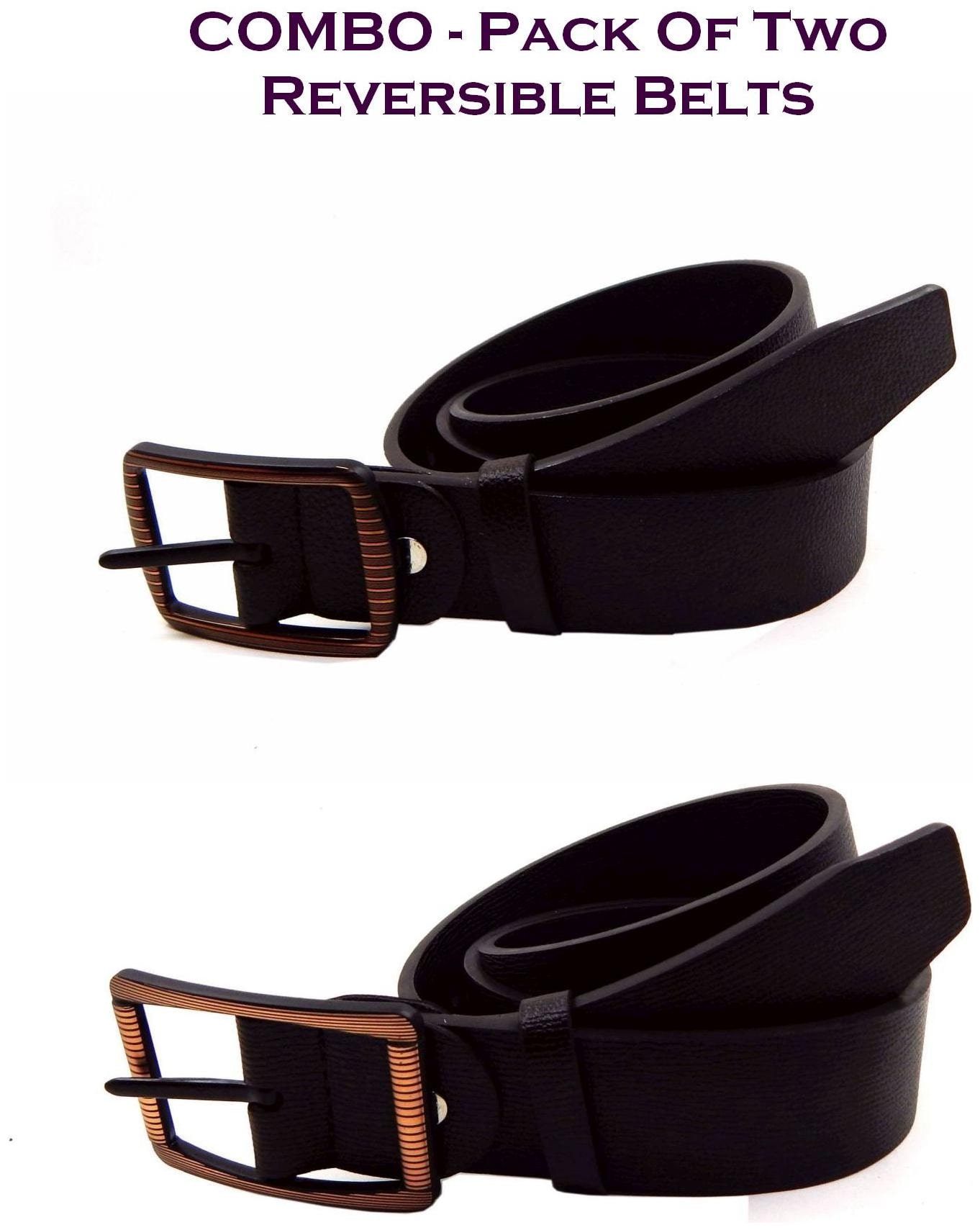 

Els Men Brown Black Reversible Synthetic leather Belt (Size 40 Pack of 2 )