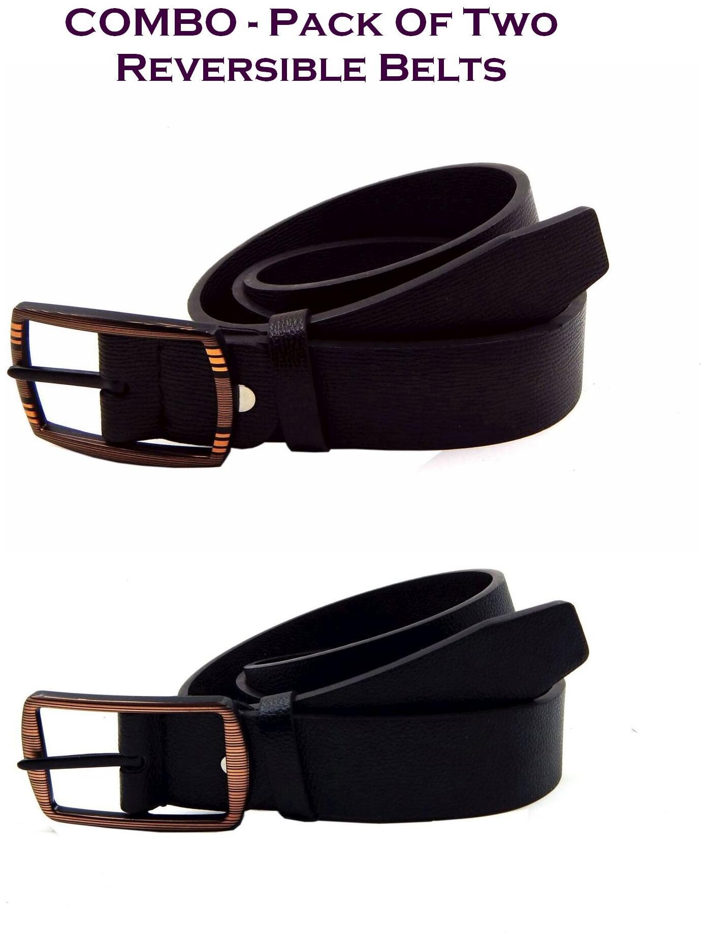 

Els Men Brown Black Reversible Synthetic leather Belt (Size 40 Pack of 2 )