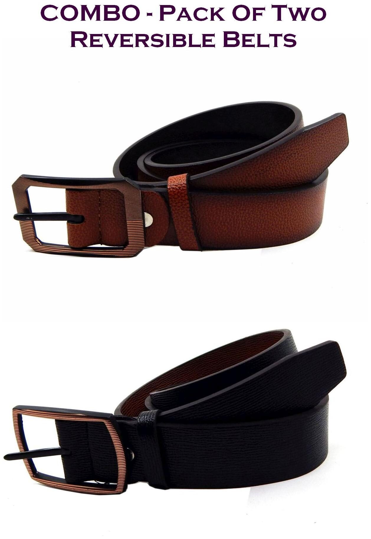 

Els Men Multi Reversible Synthetic leather Belt (Size 38 Pack of 2 )
