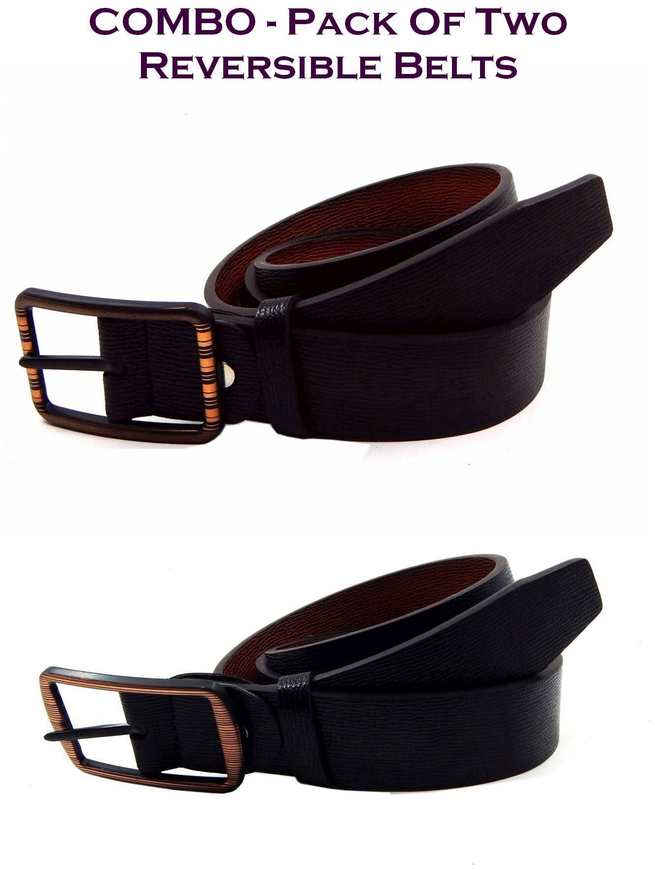 

Els Men Multi Reversible Synthetic leather Belt (Size 34 Pack of 2 )