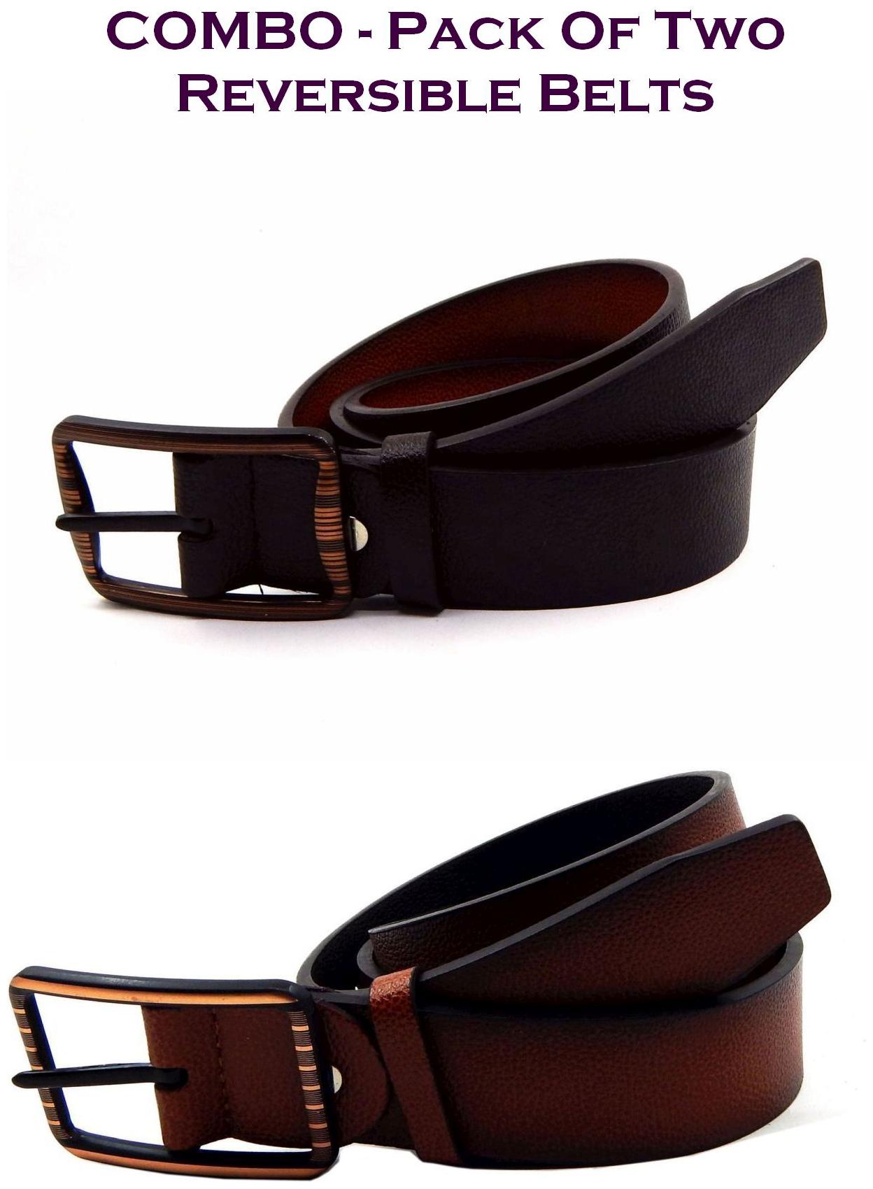 

Els Men Multi Reversible Synthetic leather Belt (Size 34 Pack of 2 )