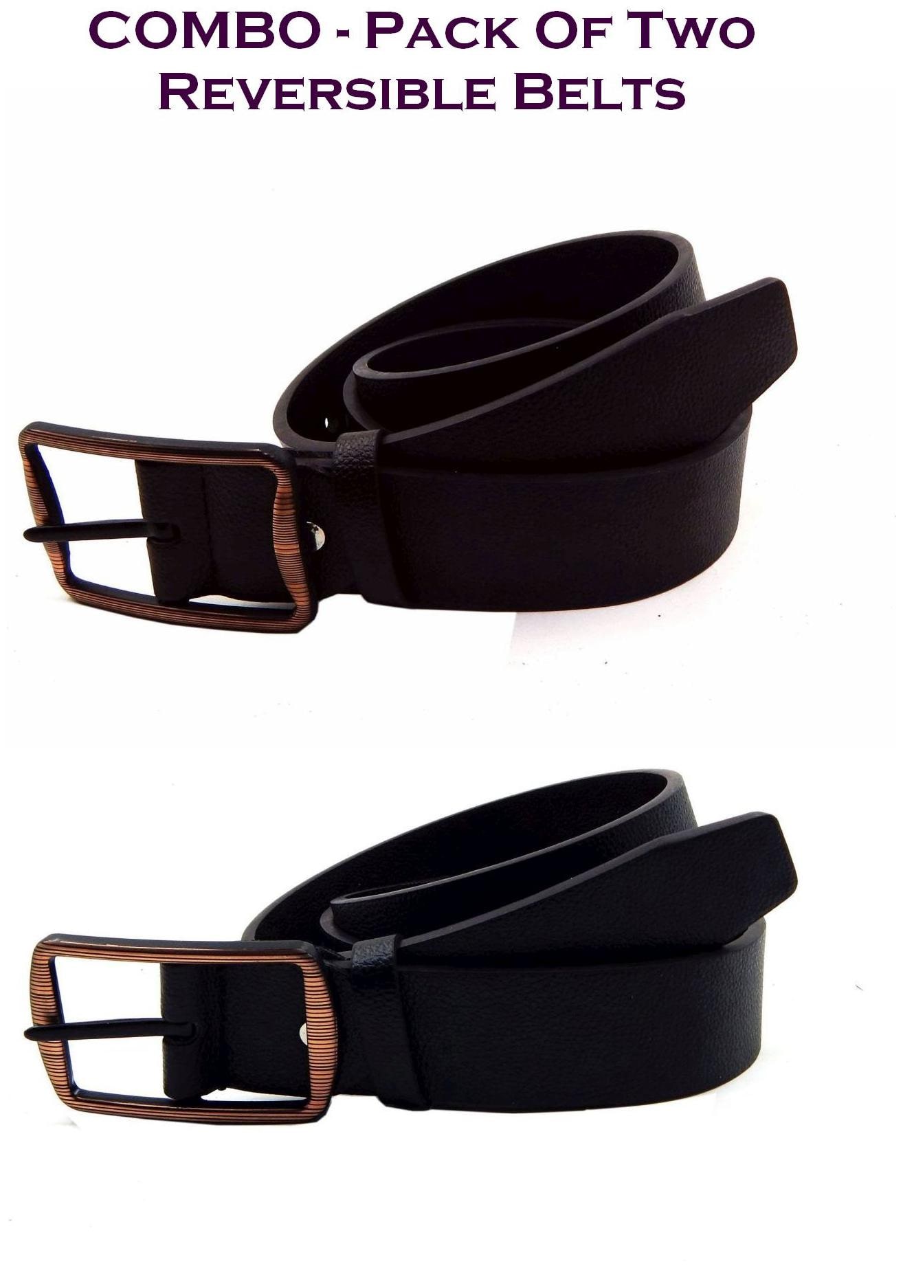 

Els Men Brown Black Reversible Synthetic leather Belt (Size 34 Pack of 2 )