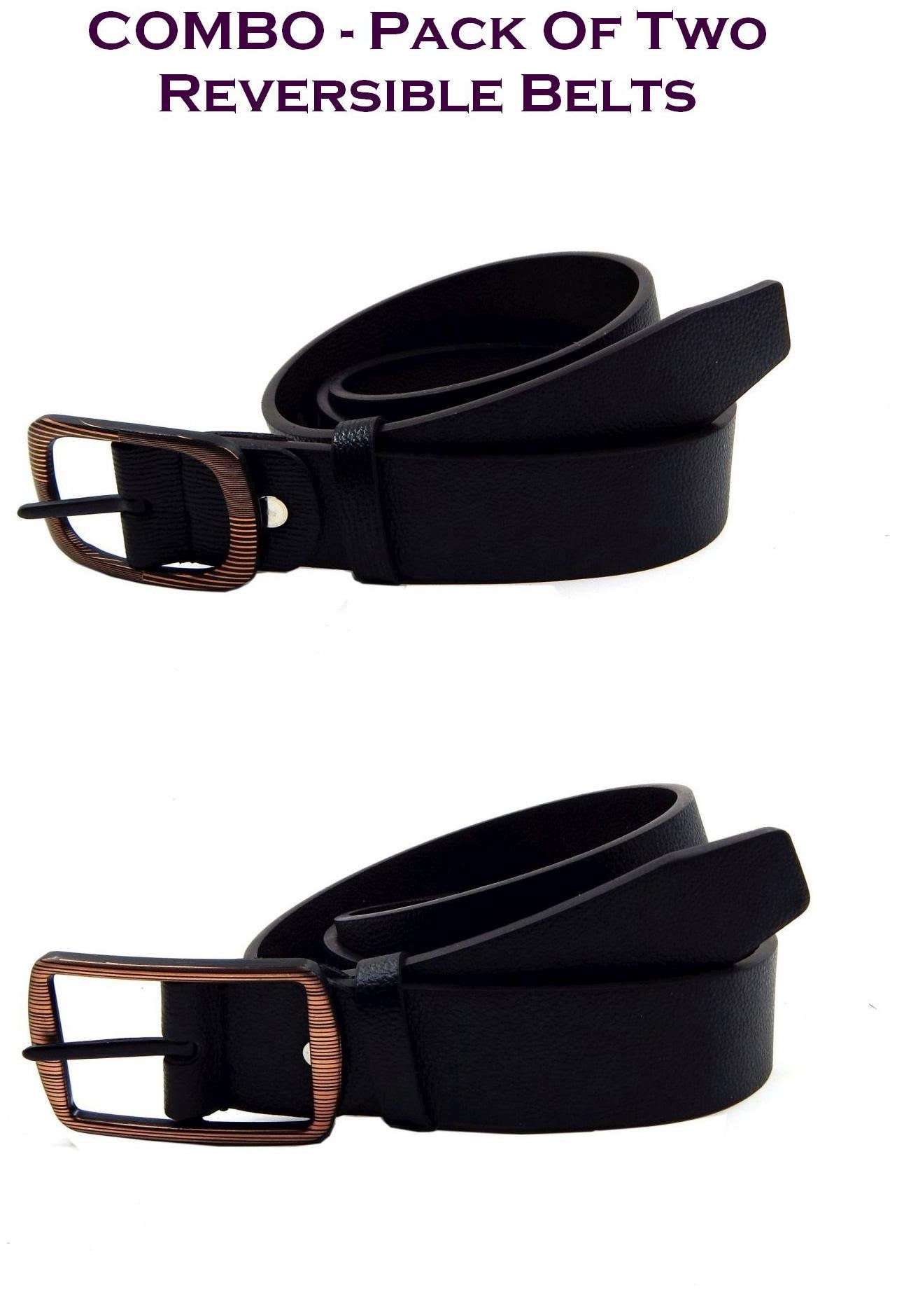 

Els Men Black Brown Reversible Synthetic leather Belt (Size 36 Pack of 2 )