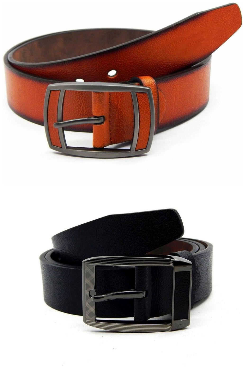 

Els Tan Black Synthetic Leather Belts For Men
