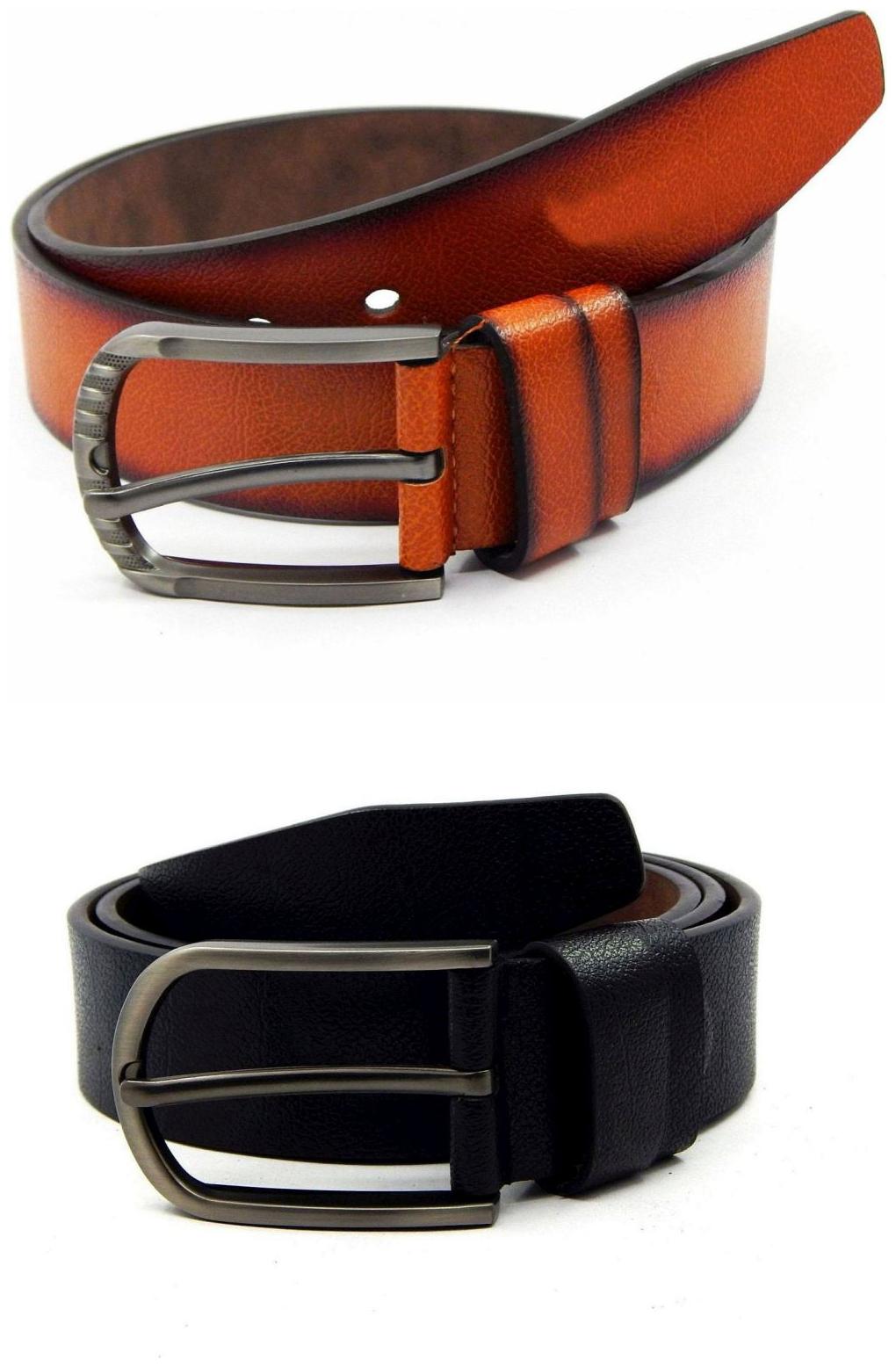 

Els Tan Black Synthetic Leather Belts For Men