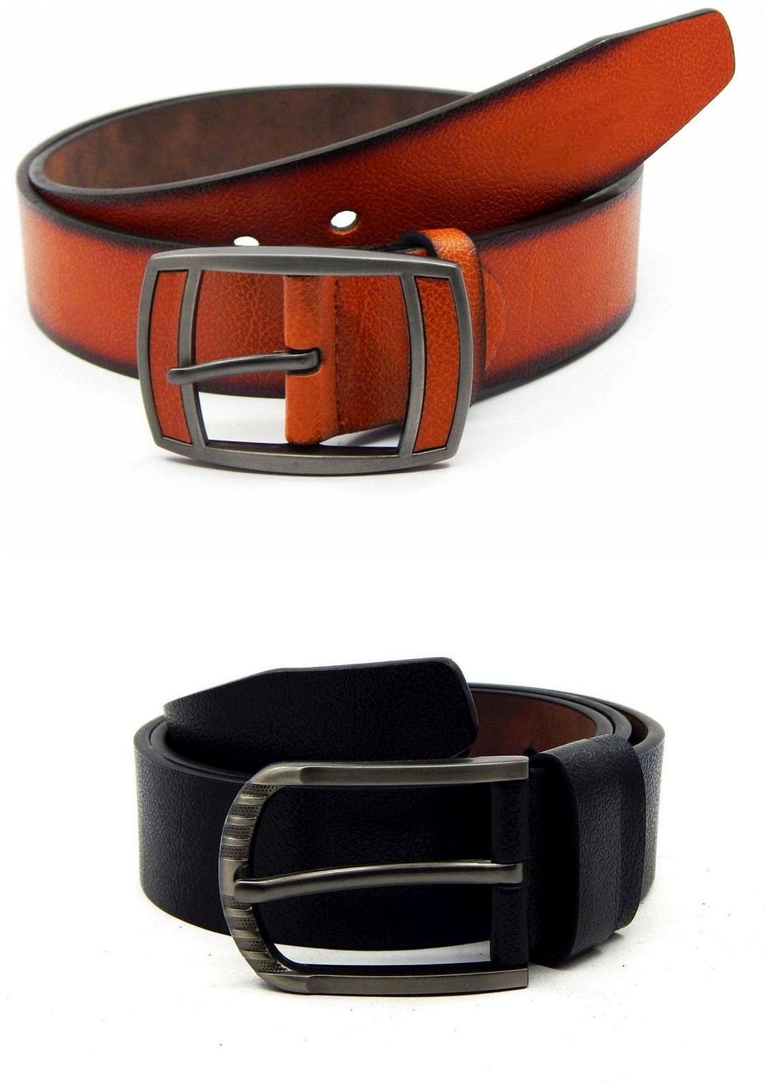

Els Tan Black Synthetic Leather Belts For Men