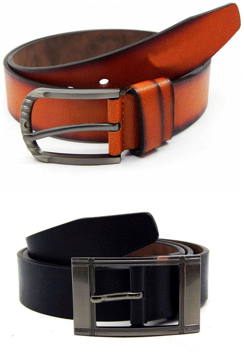 

Els Tan Black Synthetic Leather Belts For Men