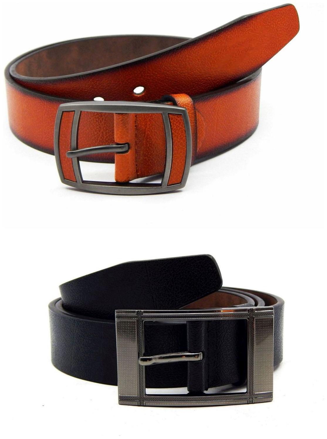 

Els Tan Black Synthetic Leather Belts For Men