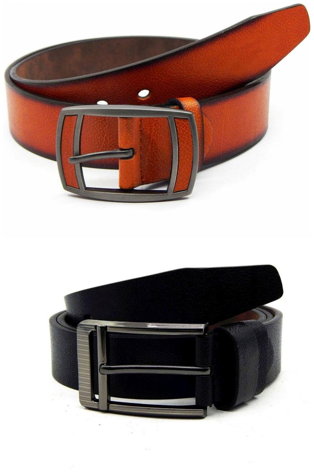

Els Tan Black Synthetic Leather Belts For Men