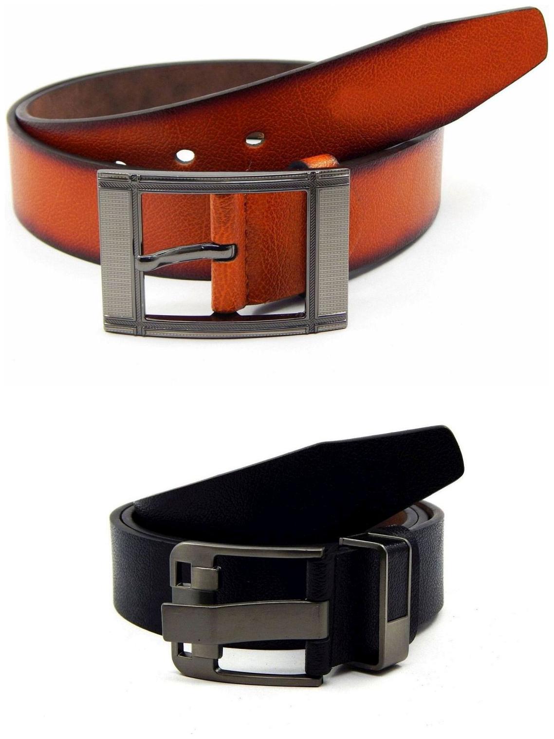 

Els Tan Black Synthetic Leather Belts For Men