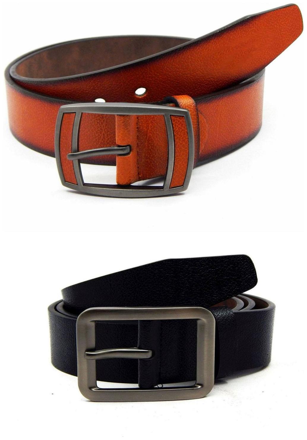 

Els Tan Black Synthetic Leather Belts For Men