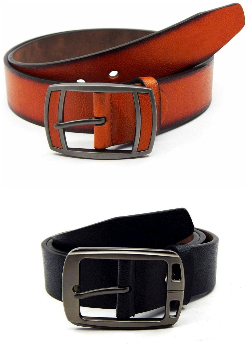 

Els Tan Black Synthetic Leather Belts For Men