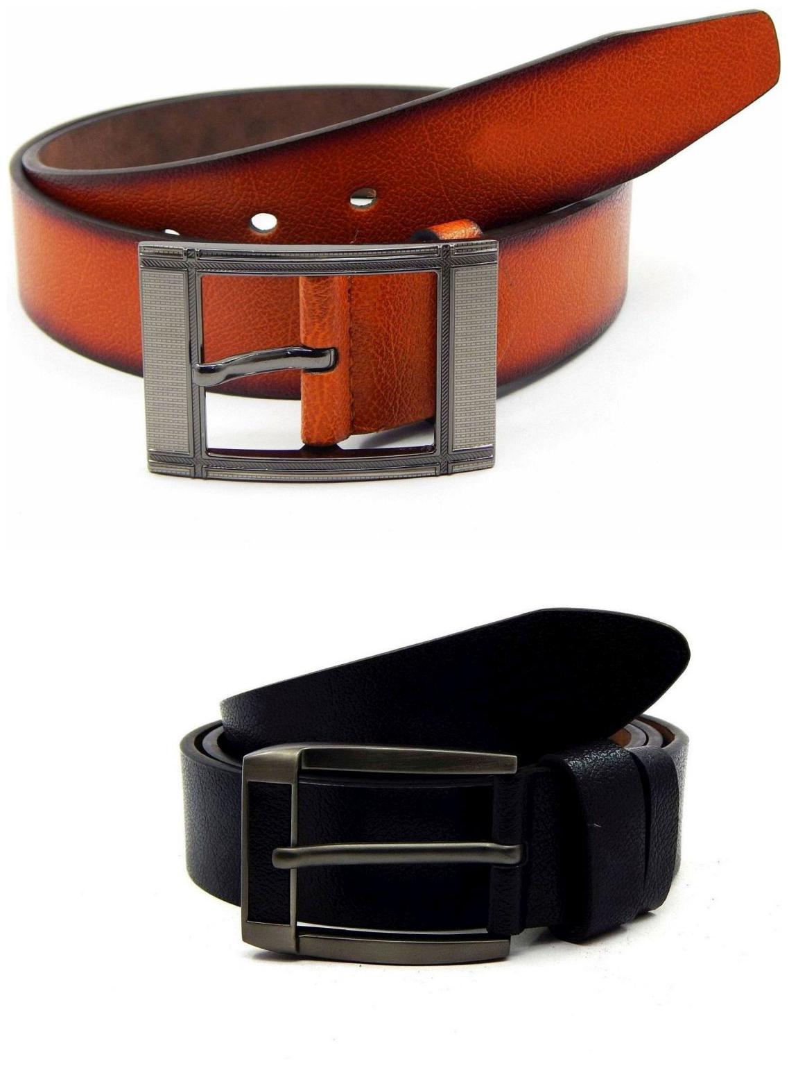 

Els Tan Black Synthetic Leather Belts For Men