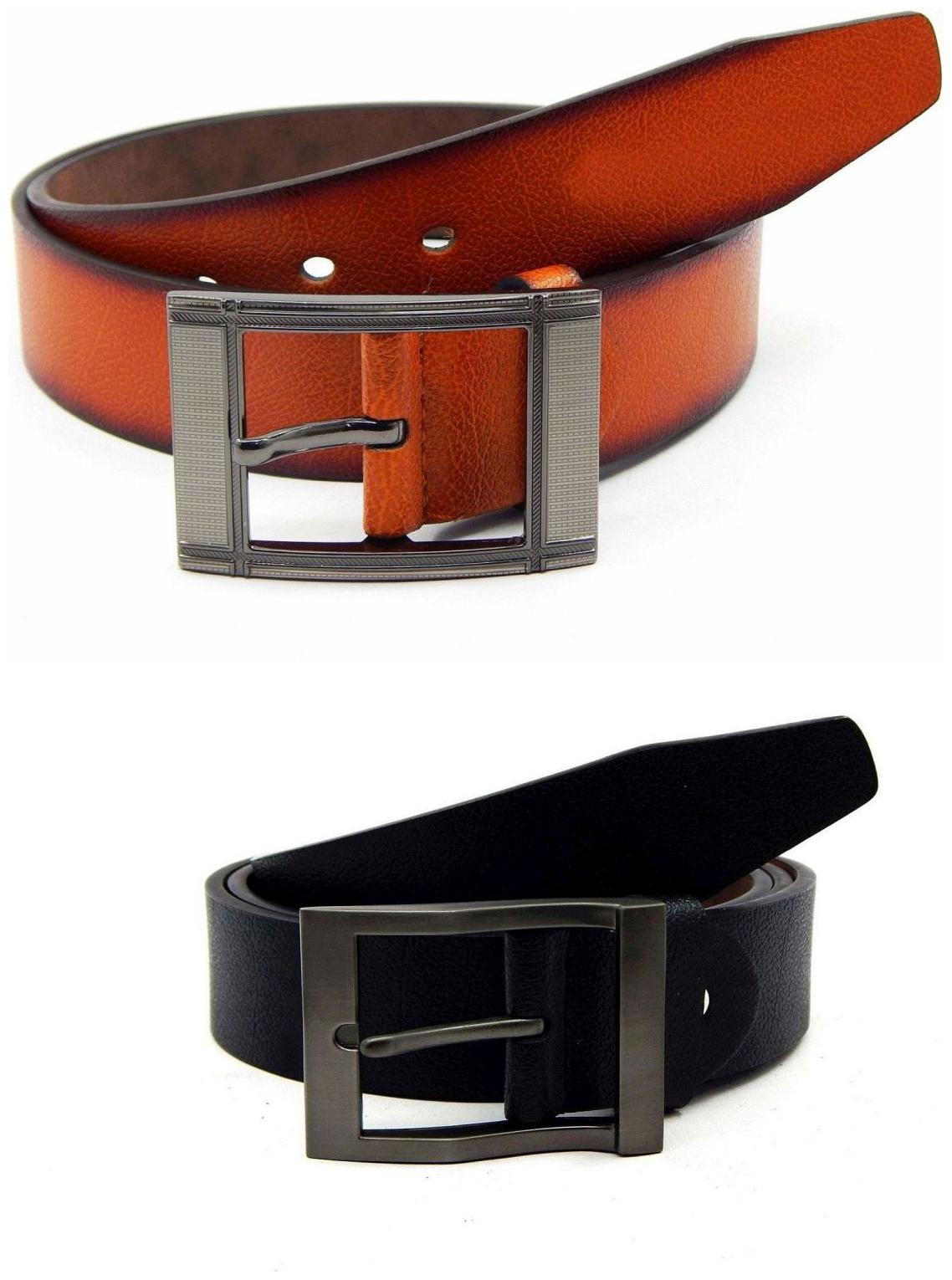 

Els Tan Black Synthetic Leather Belts For Men