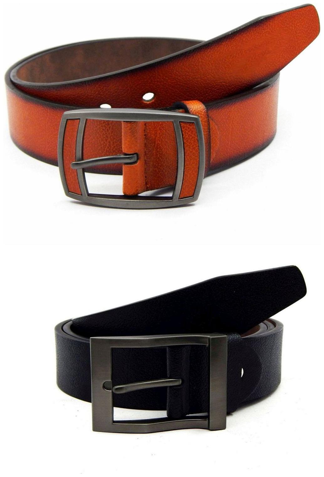 

Els Tan Black Synthetic Leather Belts For Men