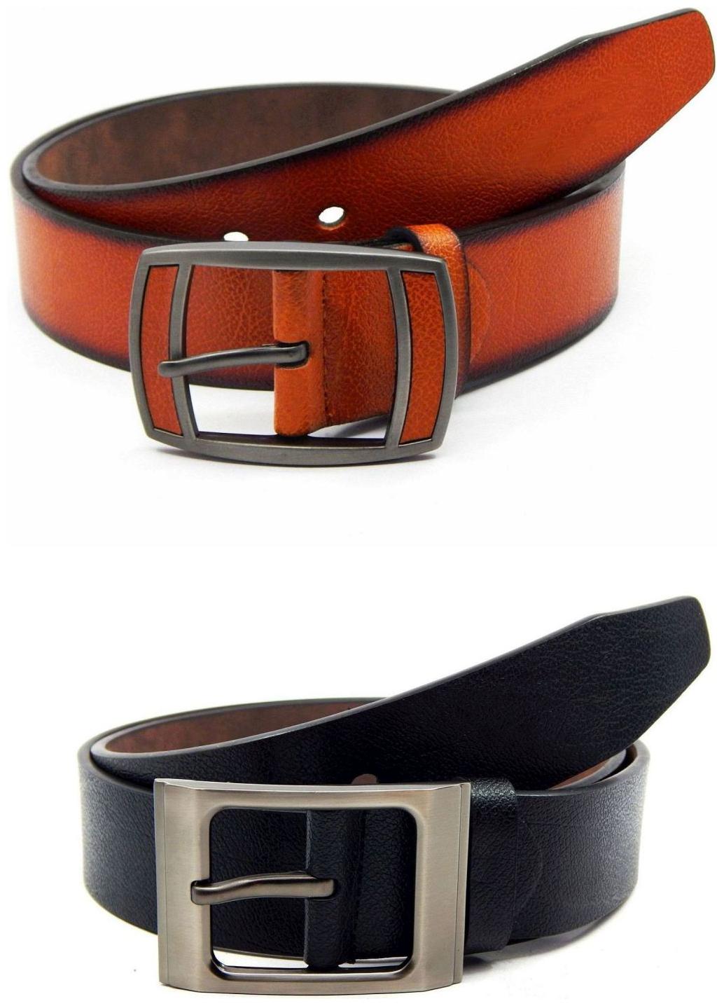 

Els Tan Black Synthetic Leather Belts For Men