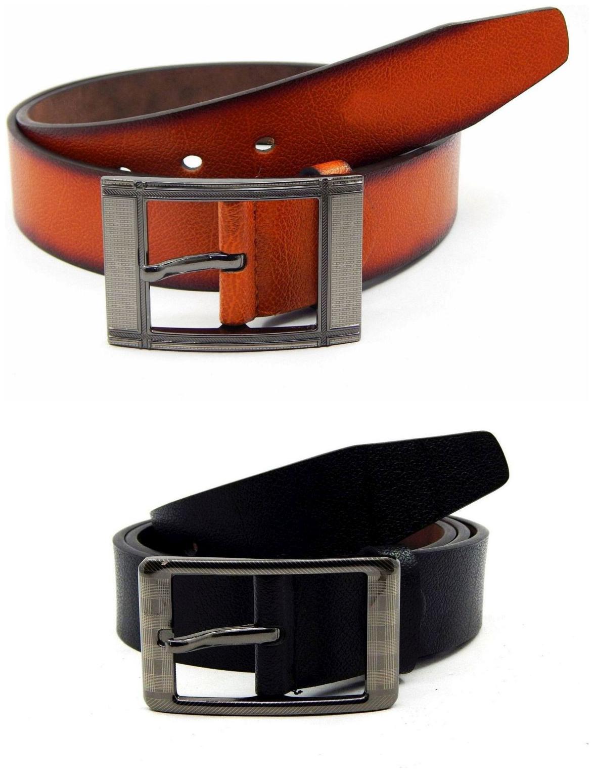 

Els Tan Black Synthetic Leather Belts For Men