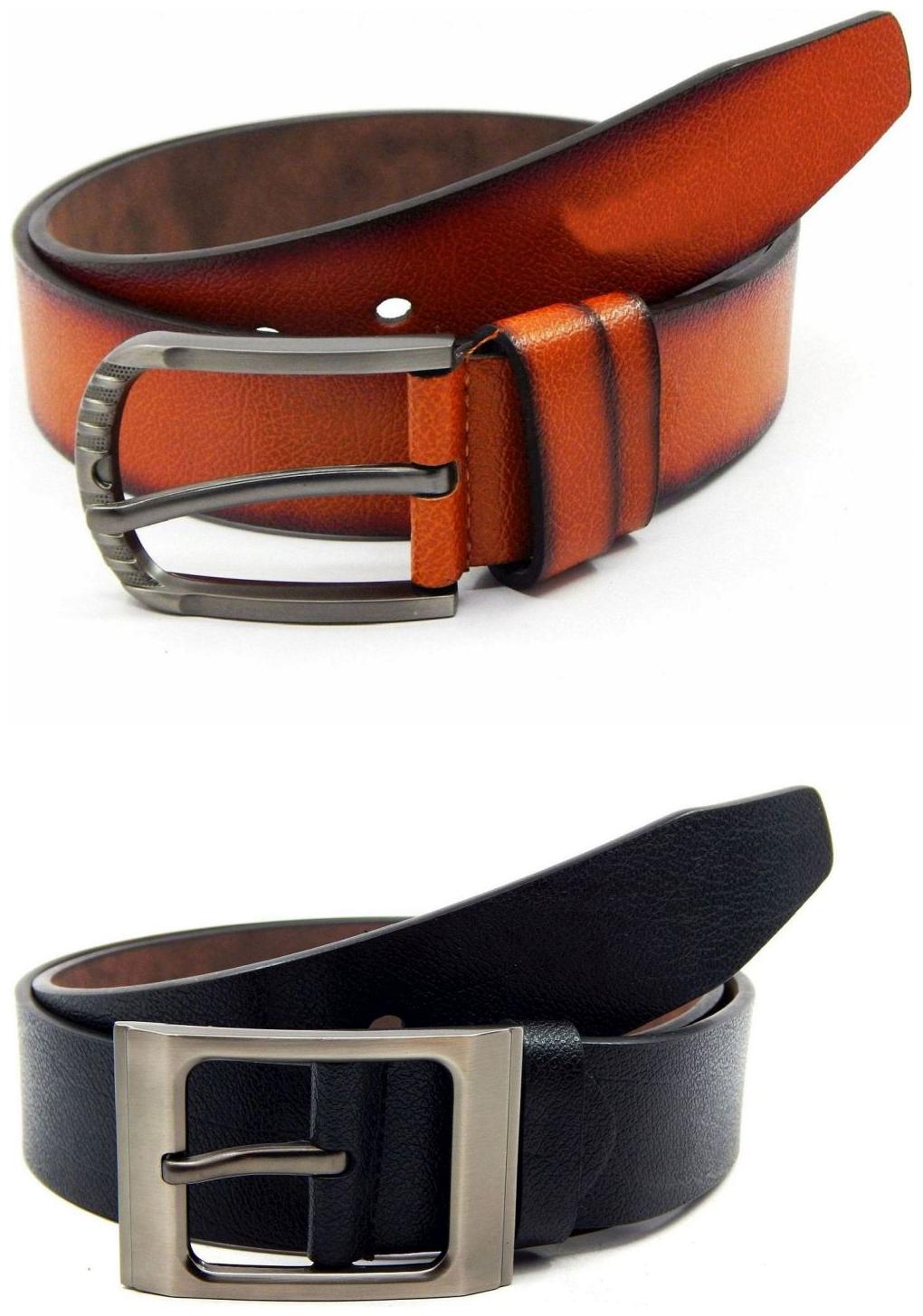 

Els Tan Black Synthetic Leather Belts For Men