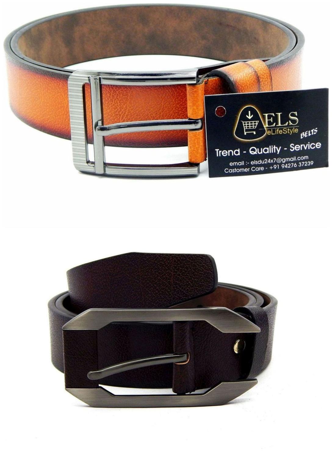 

Els Tan Brown Synthetic Leather Belts For Men