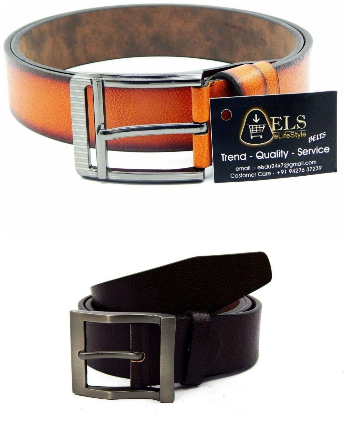 

Els Tan Brown Synthetic Leather Belts For Men