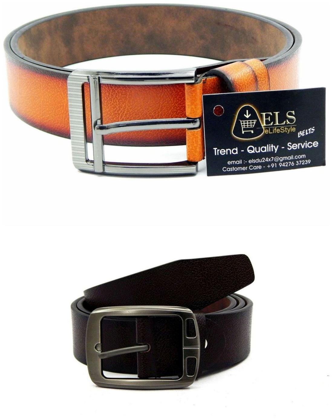 

Els Tan Brown Synthetic Leather Belts For Men