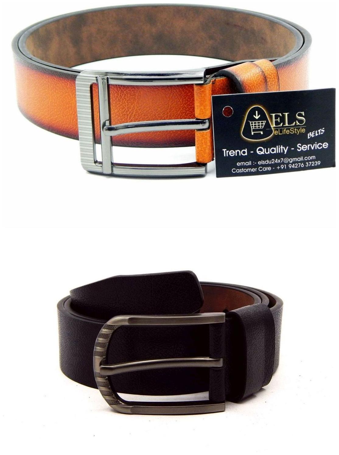 

Els Tan Brown Synthetic Leather Belts For Men