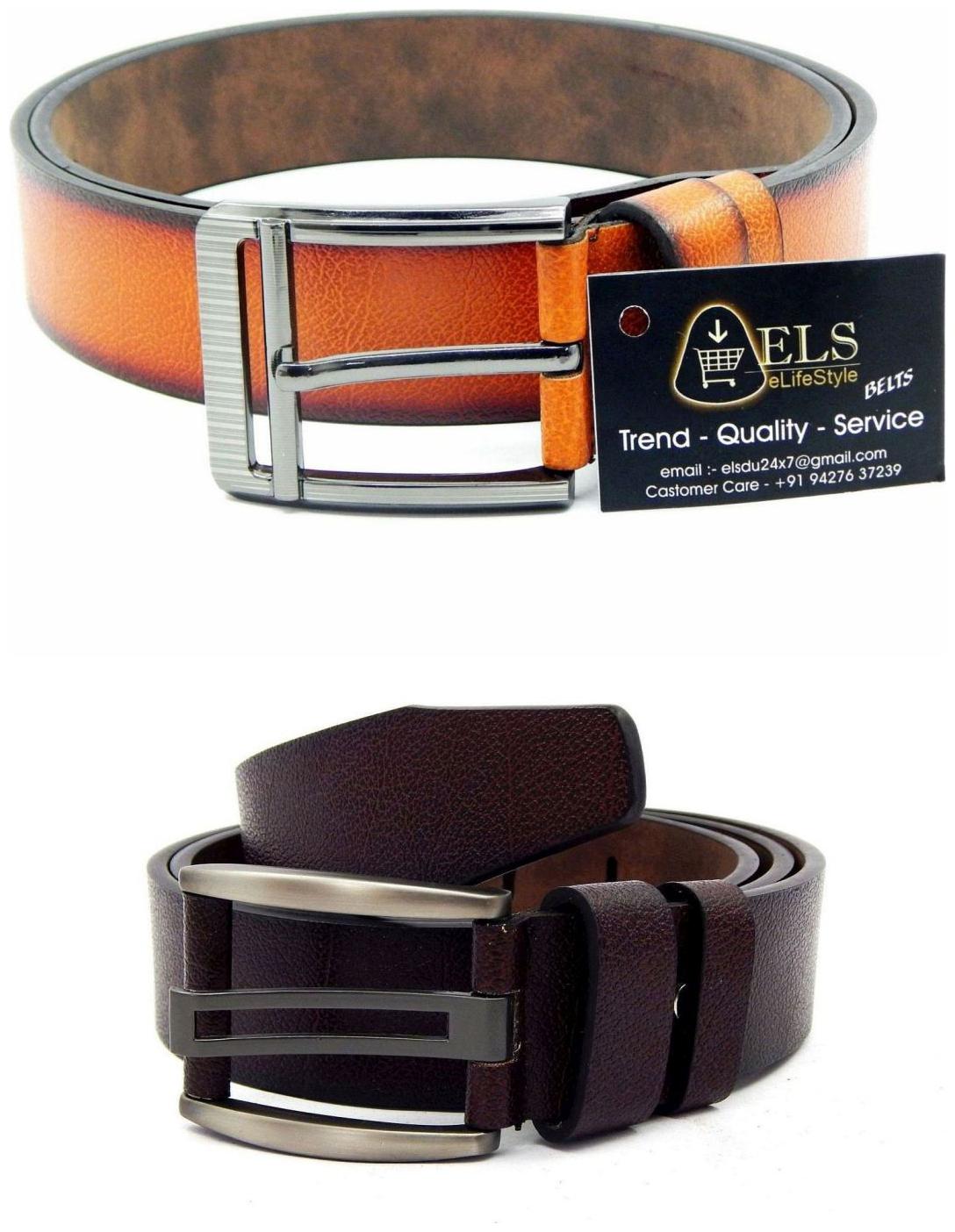 

Els Tan Brown Synthetic Leather Belts For Men