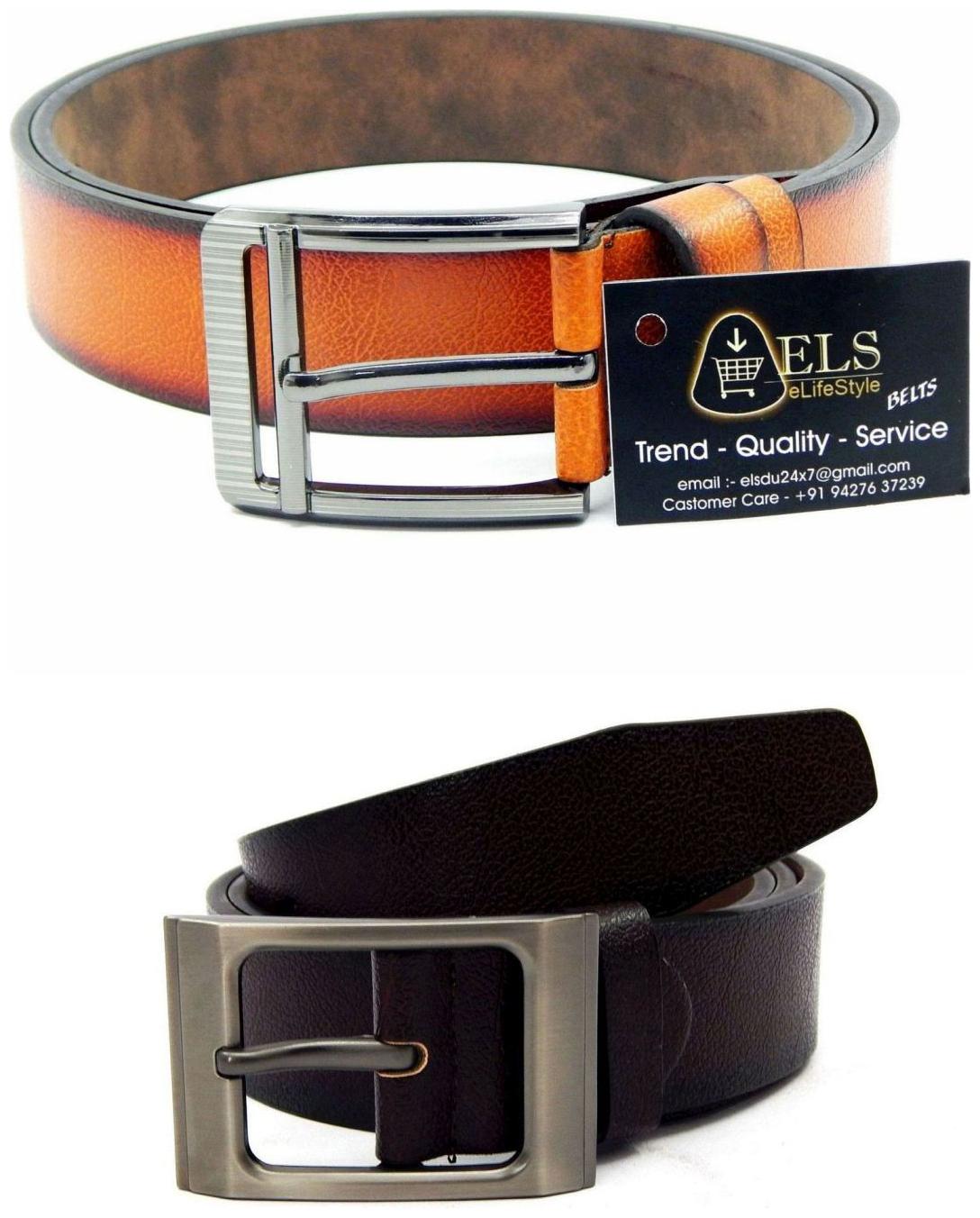 

Els Tan Brown Synthetic Leather Belts For Men