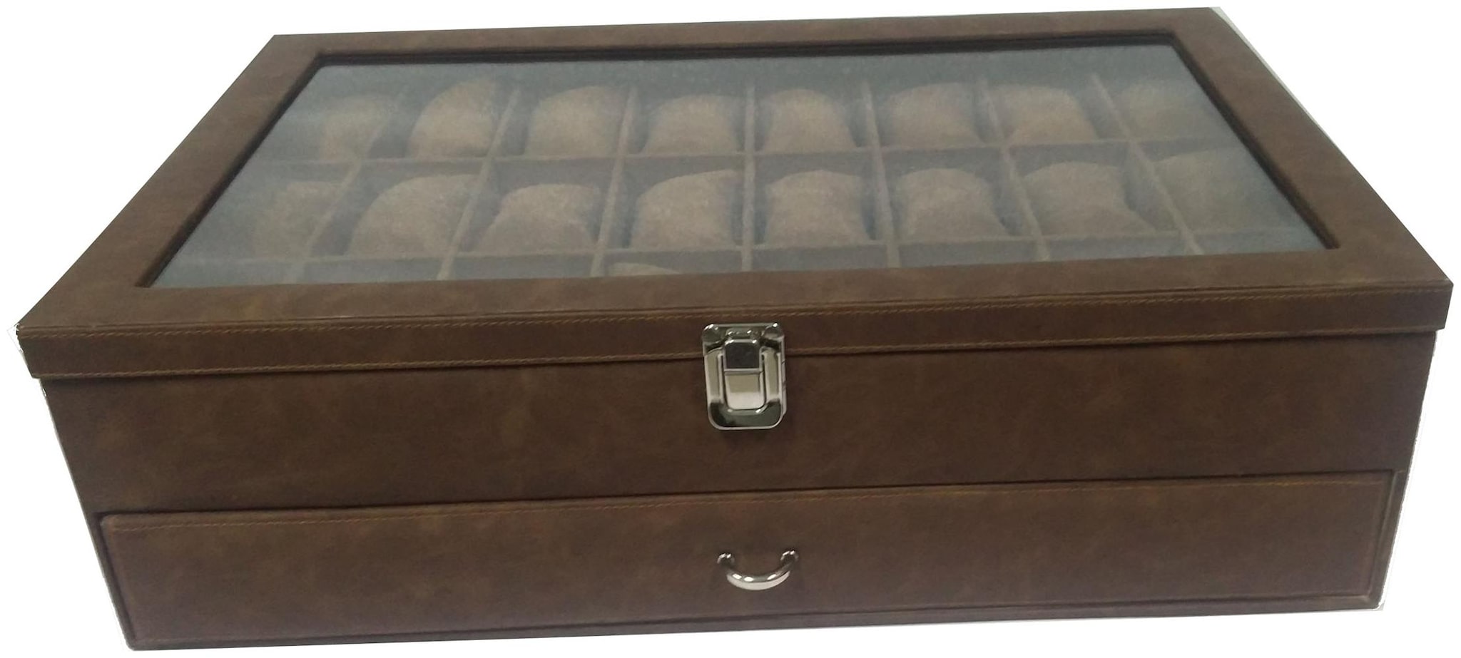 

Essart Faux Leather Double Story Watch Box with Turn Lock Closure for 48 Watches - Tan