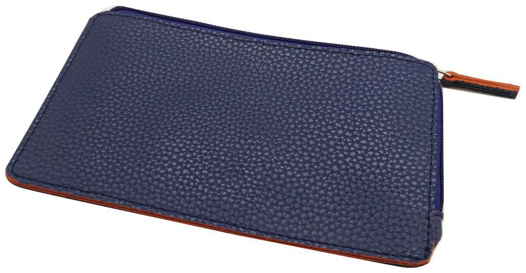 

Essart Faux Leather grainy print Multi purpose pouch cum mobile pouch with zipp closure - Blue