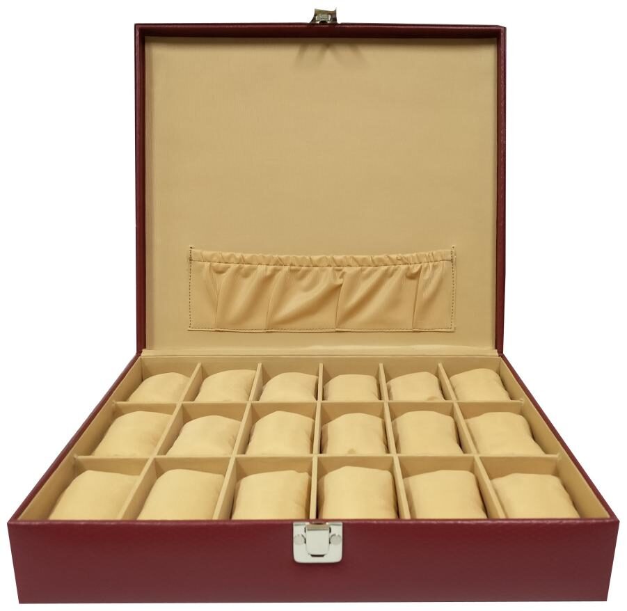 

Essart PU Leather Watch Organiser Box for 18 Watches-Maroon