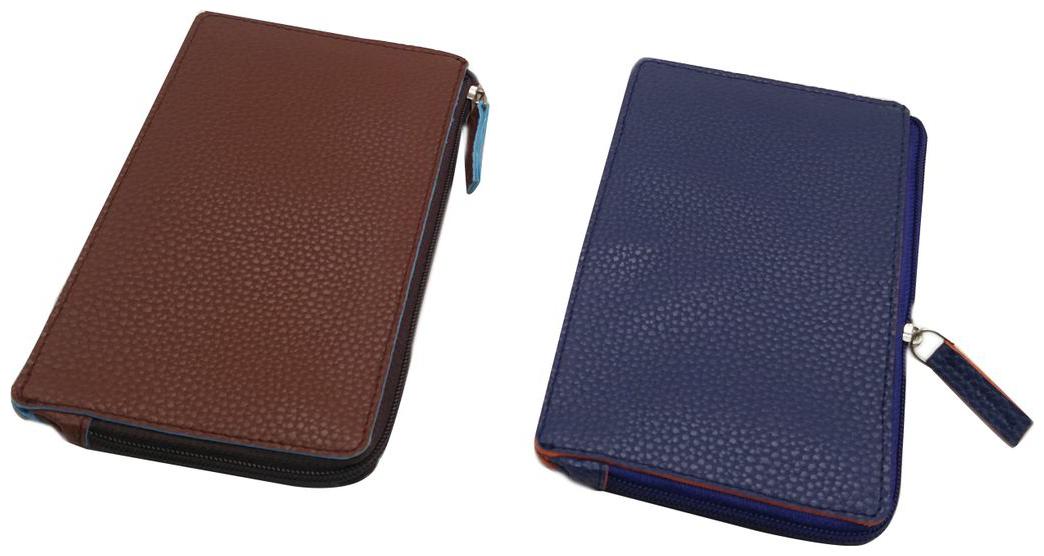 

Essart set of two Faux Leather grainy print Multi purpose pouch cum mobile pouch with zipp closure - Brown Blue