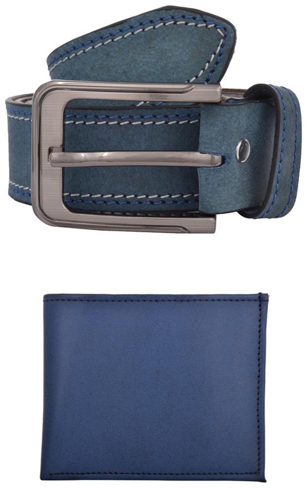 

Exotique Men s Blue Casual Belt Wallet Combo (EC0004BL)