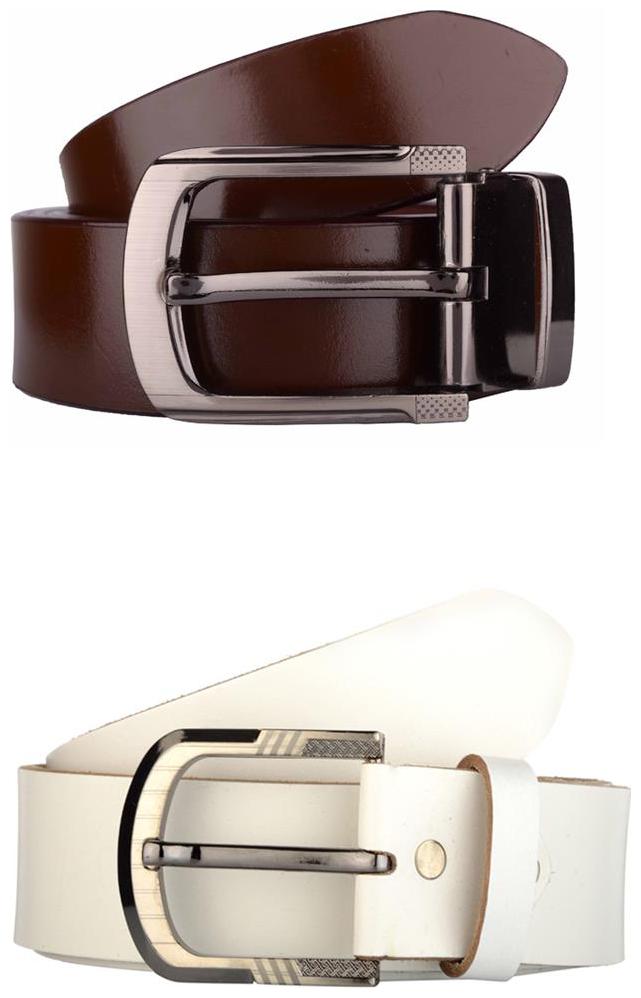

Exotique Men s Brown White Casual Belt Combo (EC0019MU)