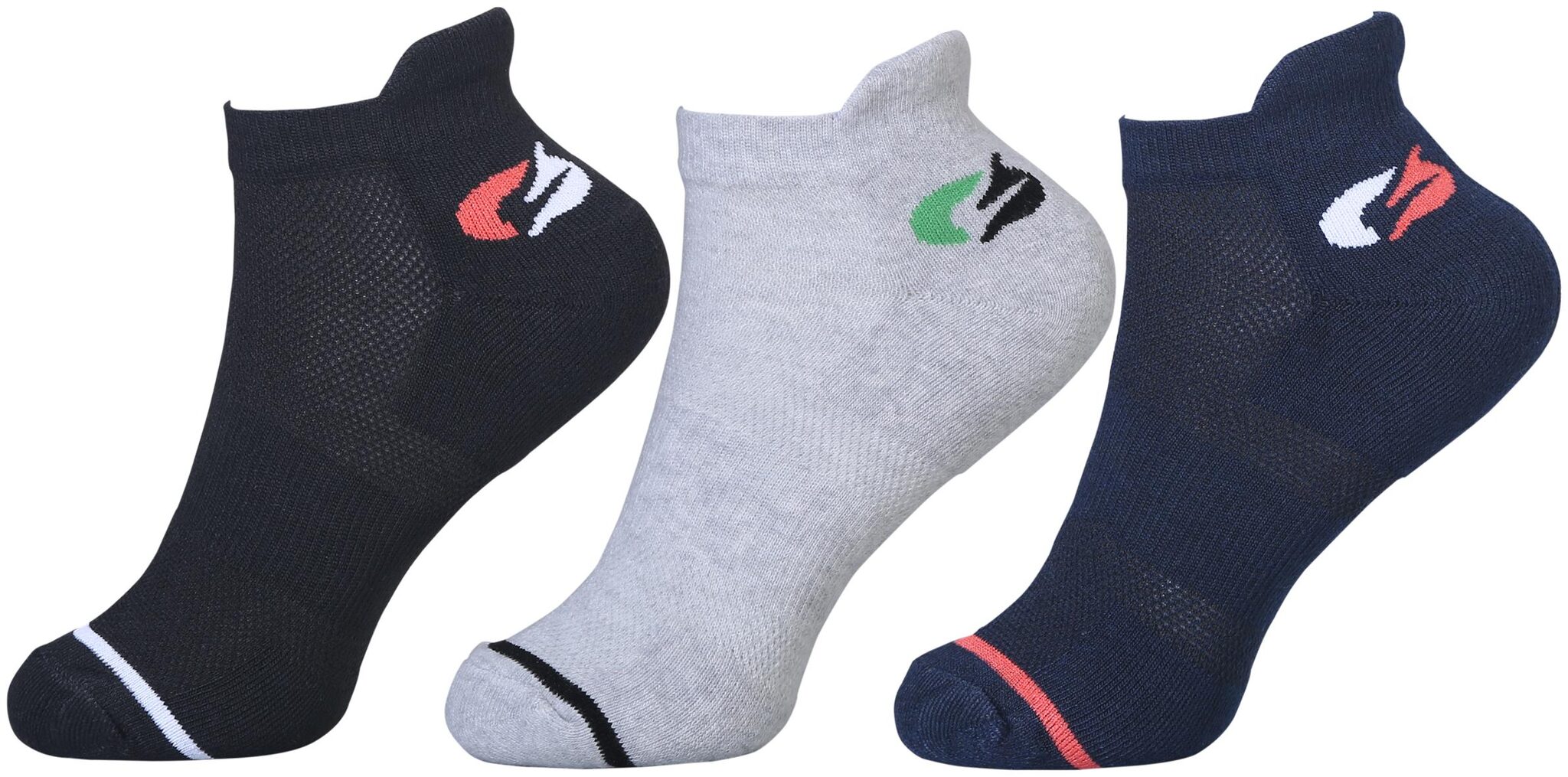 

FABdon Premium Cotton Spandex Cushioned Ankle Length Men s Socks With Air Fresh Net - Pack Of 3