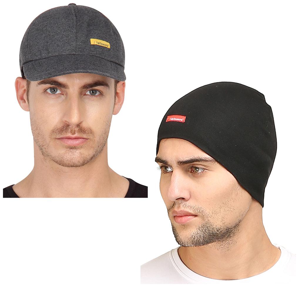 

FabSeasons Combo Pack of 2 Skull Cap and Baseball Cap for all year and seasons
