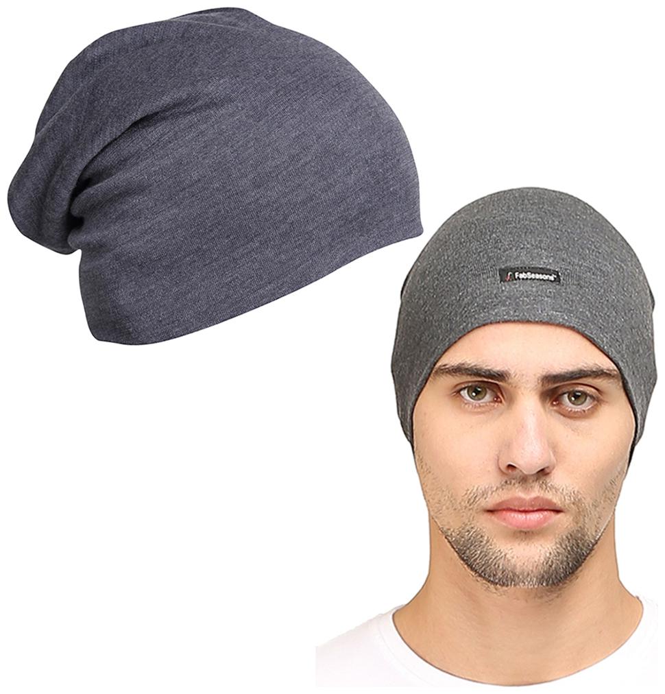 

FabSeasons Combo Pack of 2 Skull cap and Beanie Cap of Cotton