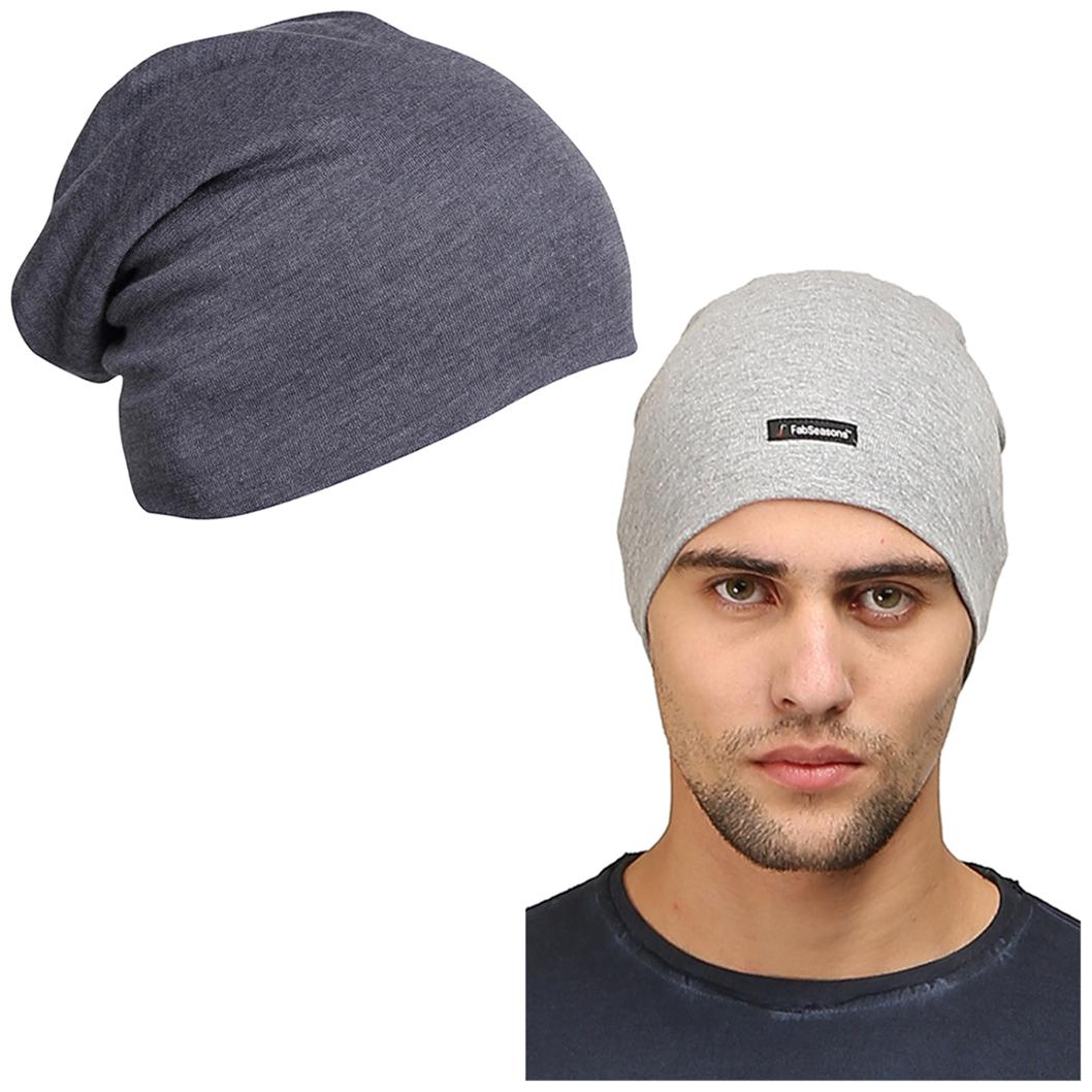 

FabSeasons Combo Pack of 2 Skull cap and Beanie Cap of Cotton