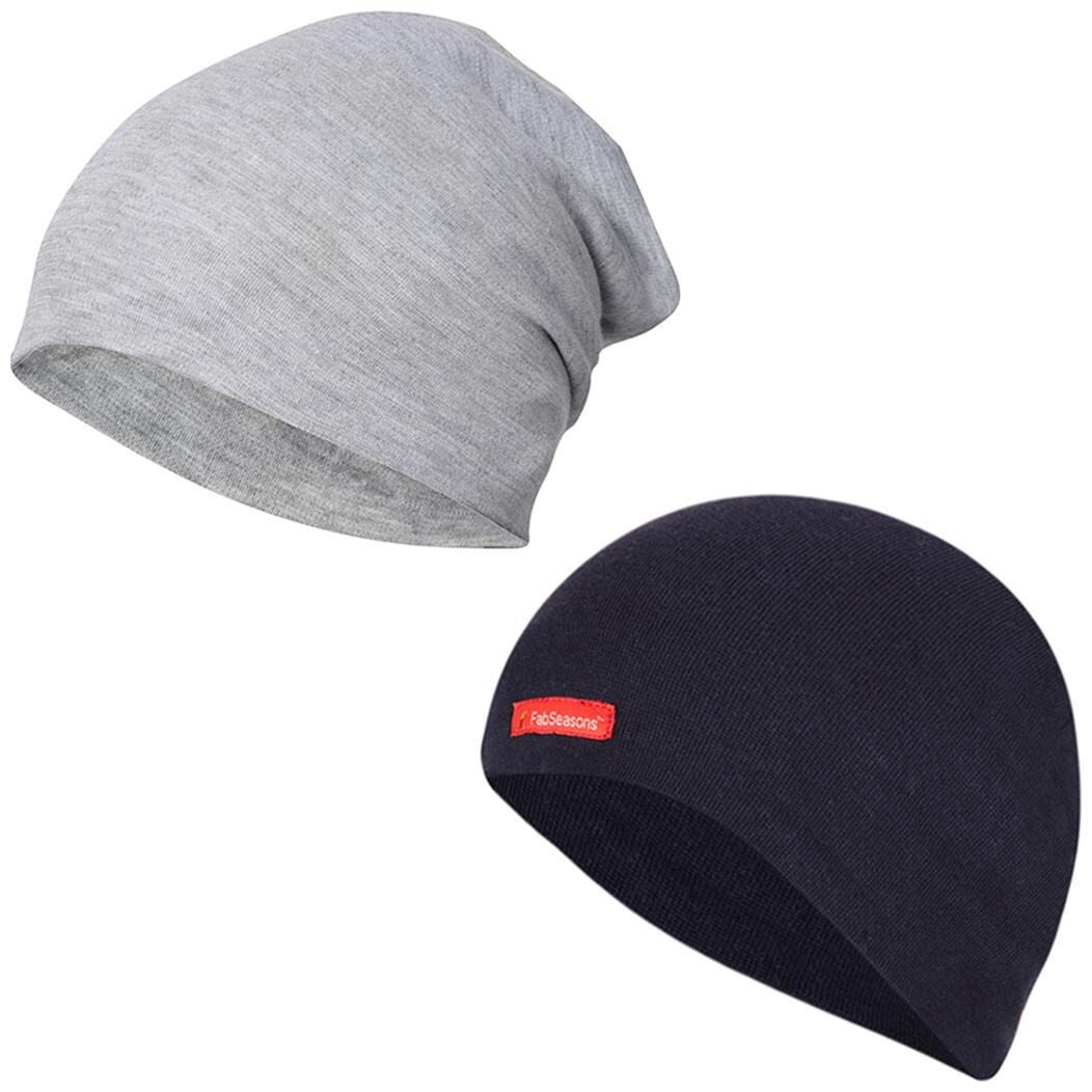 

FabSeasons Combo Pack of 2 Skull cap and Beanie Cap of Cotton