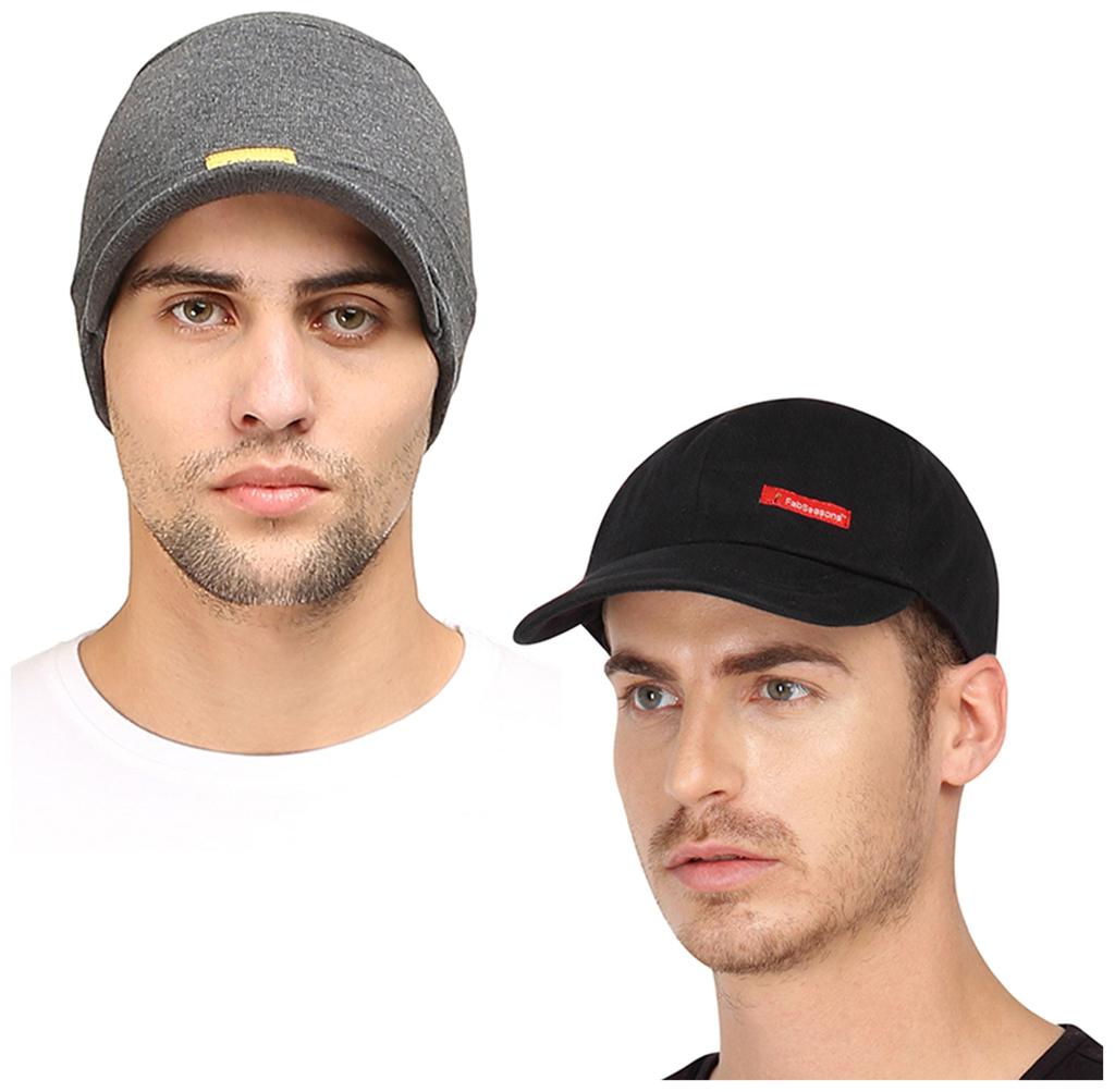 

FabSeasons Combo Pack of 2 Skull Cap and Baseball Cap for all year and seasons