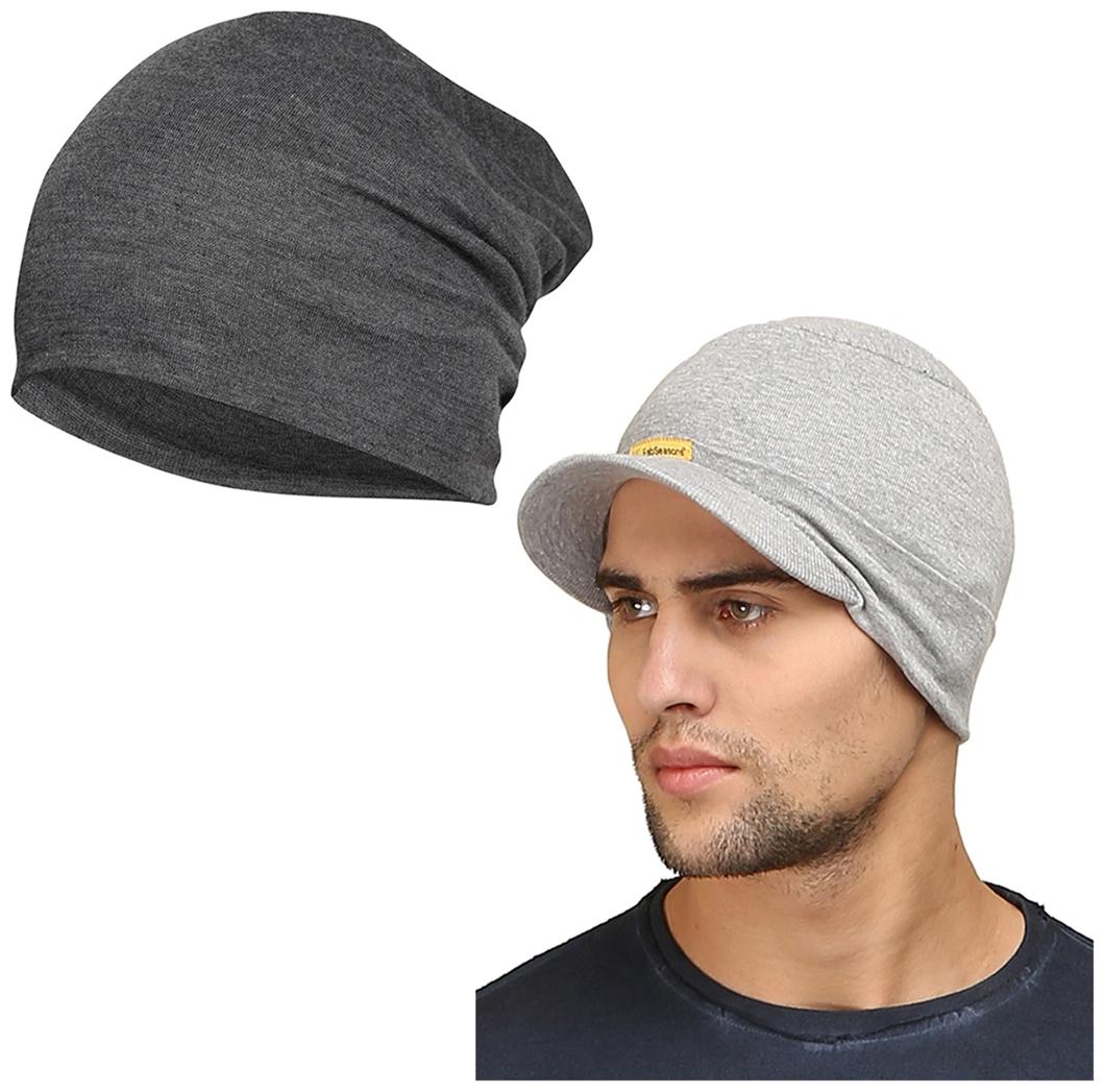 

FabSeasons Combo Pack of 2 Skull cap and Beanie Cap of Cotton
