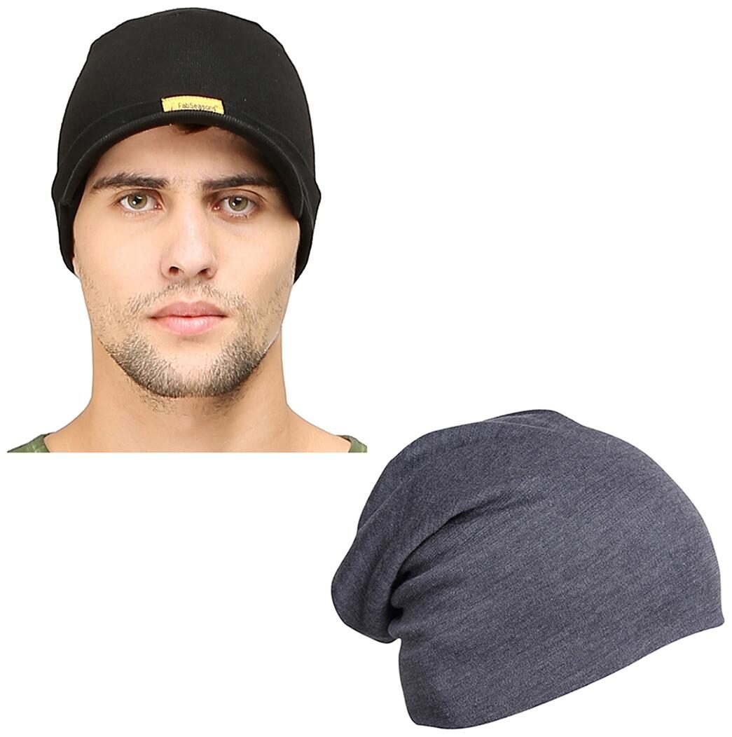 

FabSeasons Combo Pack of 2 Skull cap and Beanie Cap of Cotton