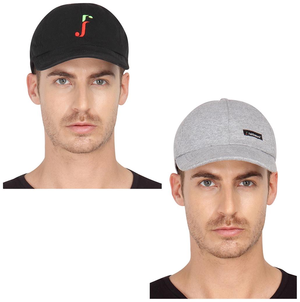 

FabSeasons Combo Pack of 2 Cotton Hosiery Baseball Summer Regular Caps