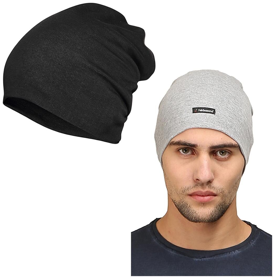 

FabSeasons Combo Pack of 2 Skull cap and Beanie Cap of Cotton