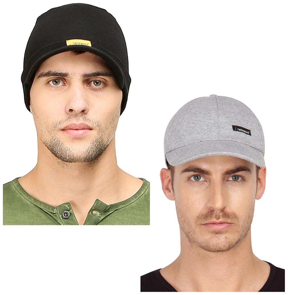 

FabSeasons Combo Pack of 2 Skull Cap and Baseball Cap for all year and seasons