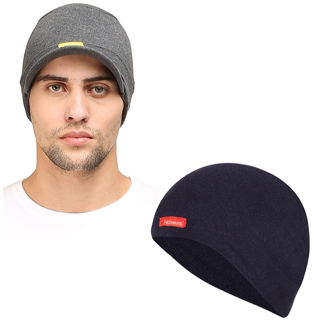 

FabSeasons Cotton Skull Cap Combo Pack of 2
