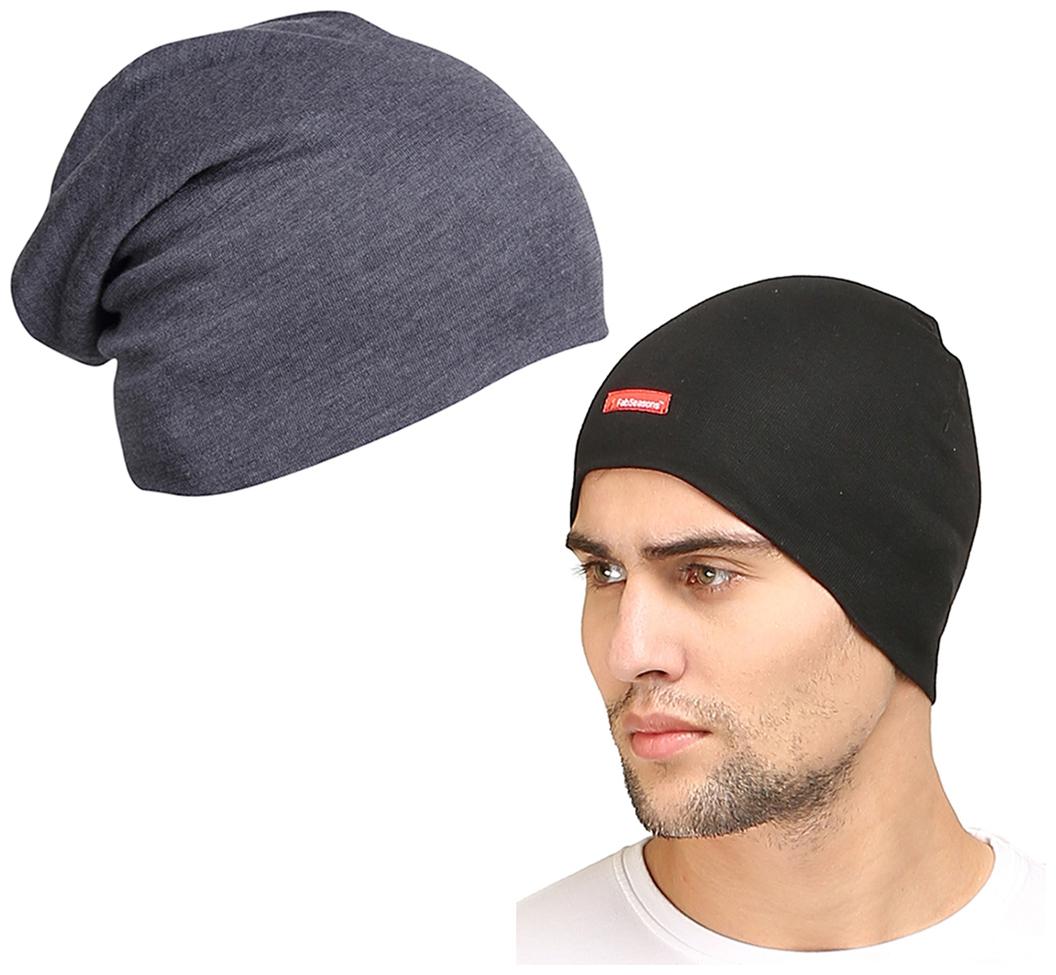 

FabSeasons Combo Pack of 2 Skull cap and Beanie Cap of Cotton