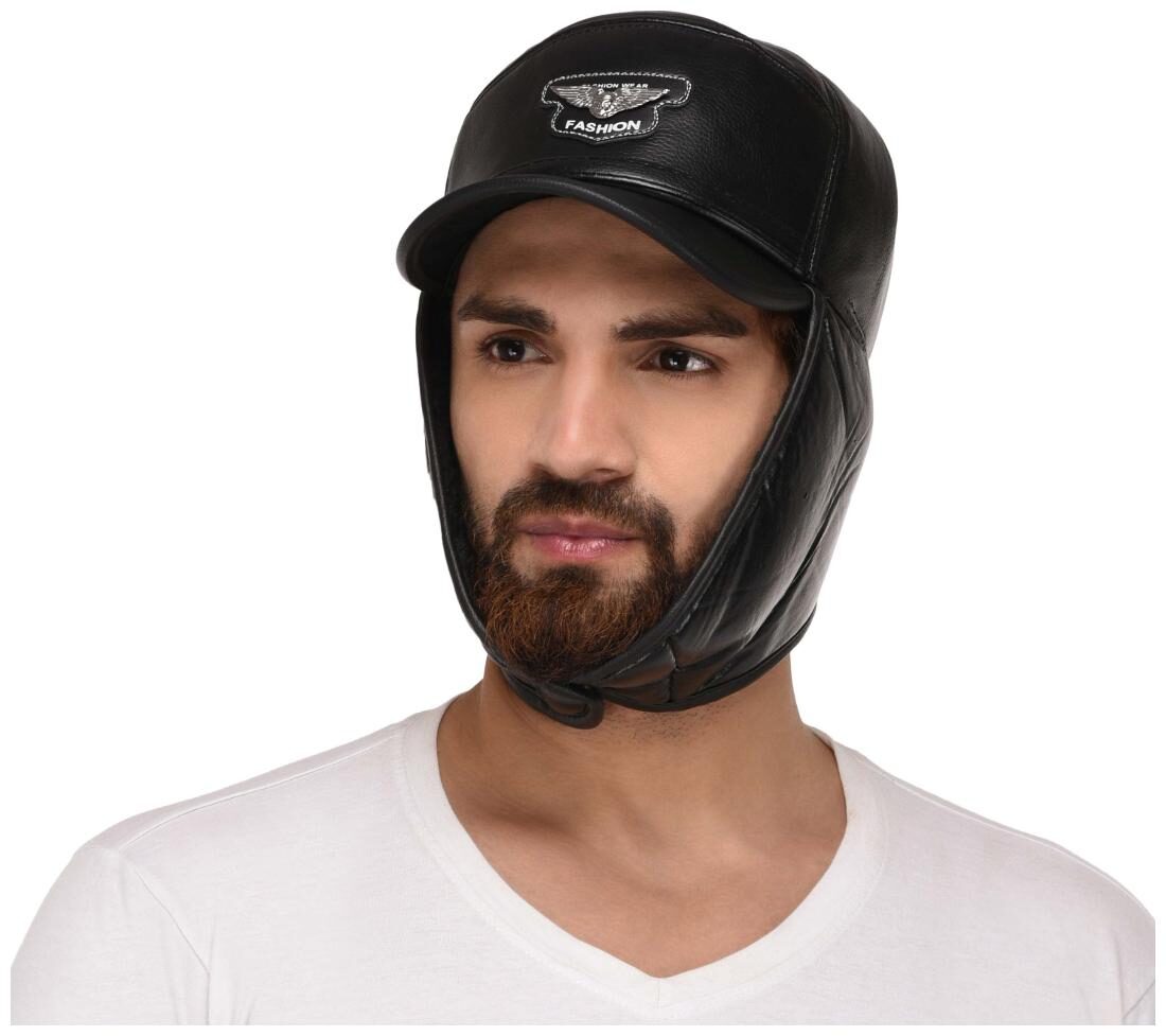

FabSeasons Solid Leather Look Winter Cap with Ear Cover comes with a layer of Acrylic Fur on the ear cover